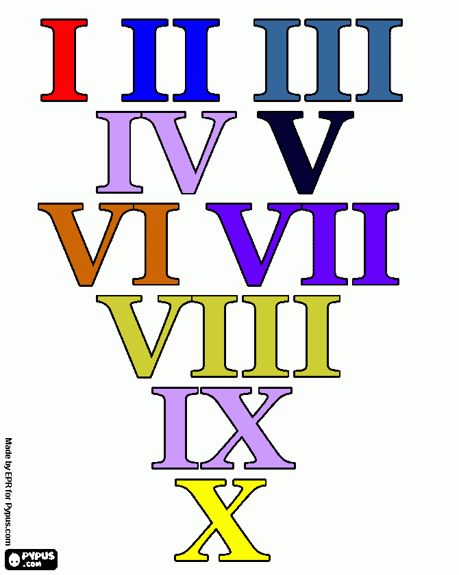 Algarismos romanos para colorir e imprimir