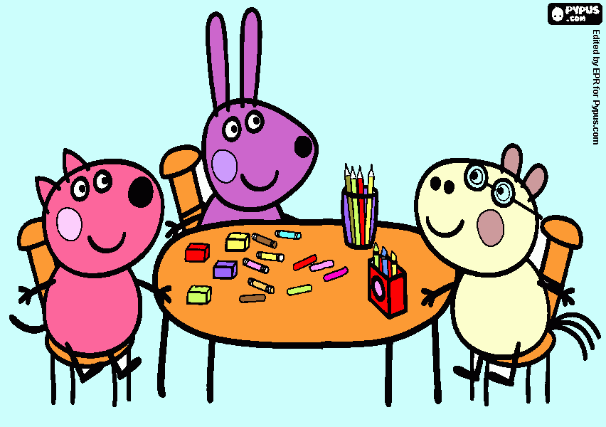 amigos da peppa na escola para colorir e imprimir