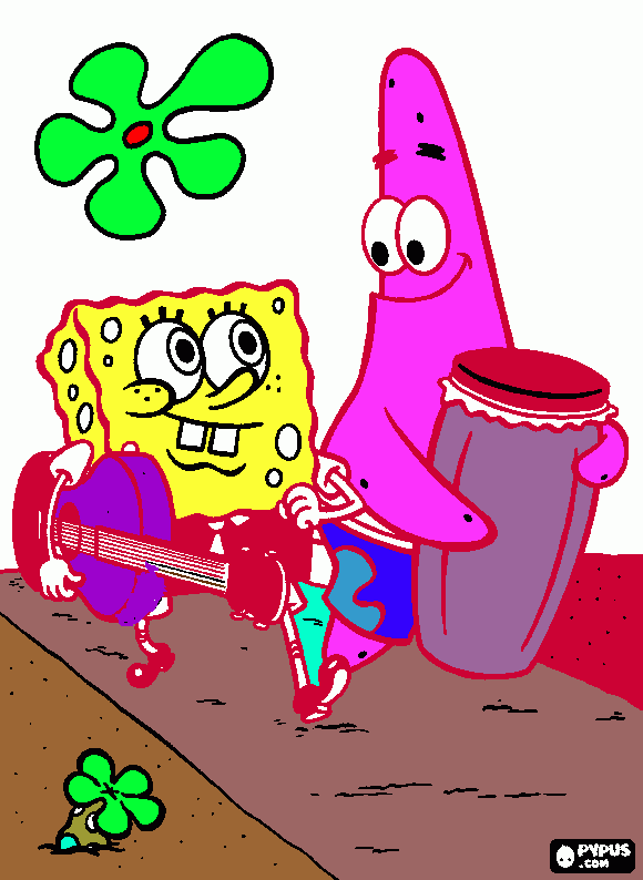 ATIVIDADE DE MUSICA BOB ESPONJA E O PATRICK para colorir e imprimir