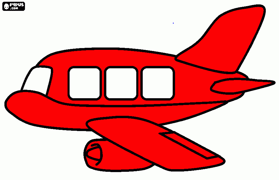 Avião vermelho para colorir e imprimir