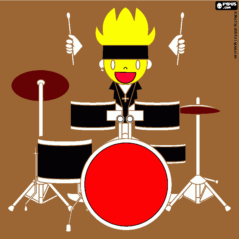 Baterista de Rock para colorir e imprimir