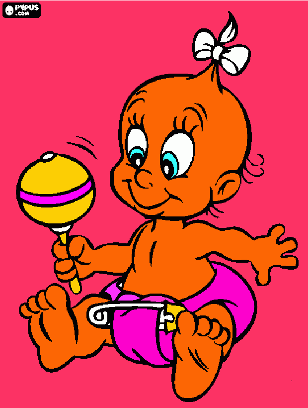 Bebê tocando chocalho para colorir e imprimir