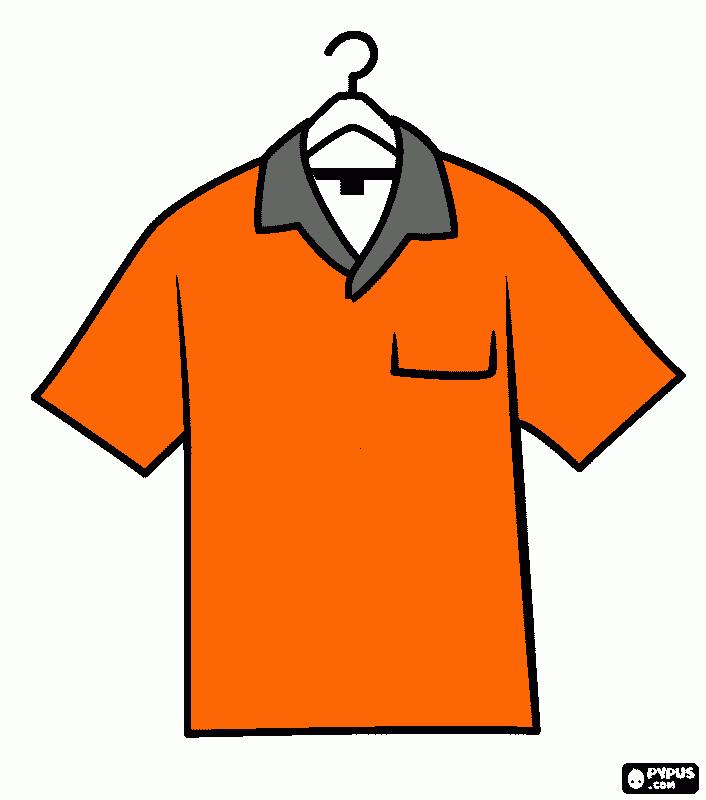 Camiseta polo laranja para colorir e imprimir