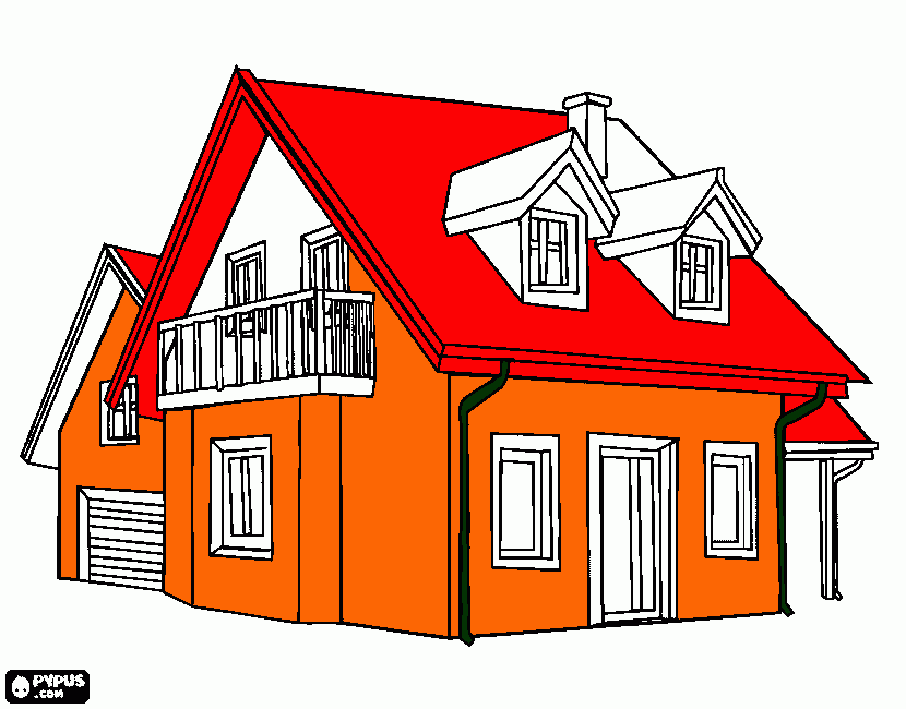 casa com dois andares  para colorir e imprimir