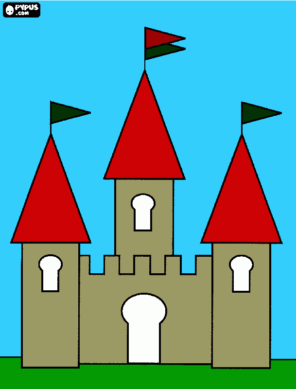 castelo com bandeiras para colorir e imprimir