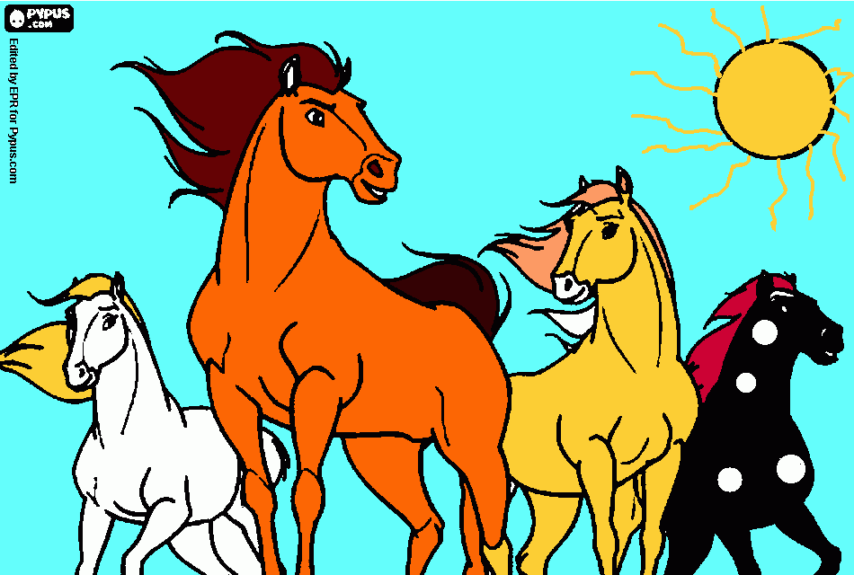 cavalos selvagem para colorir e imprimir