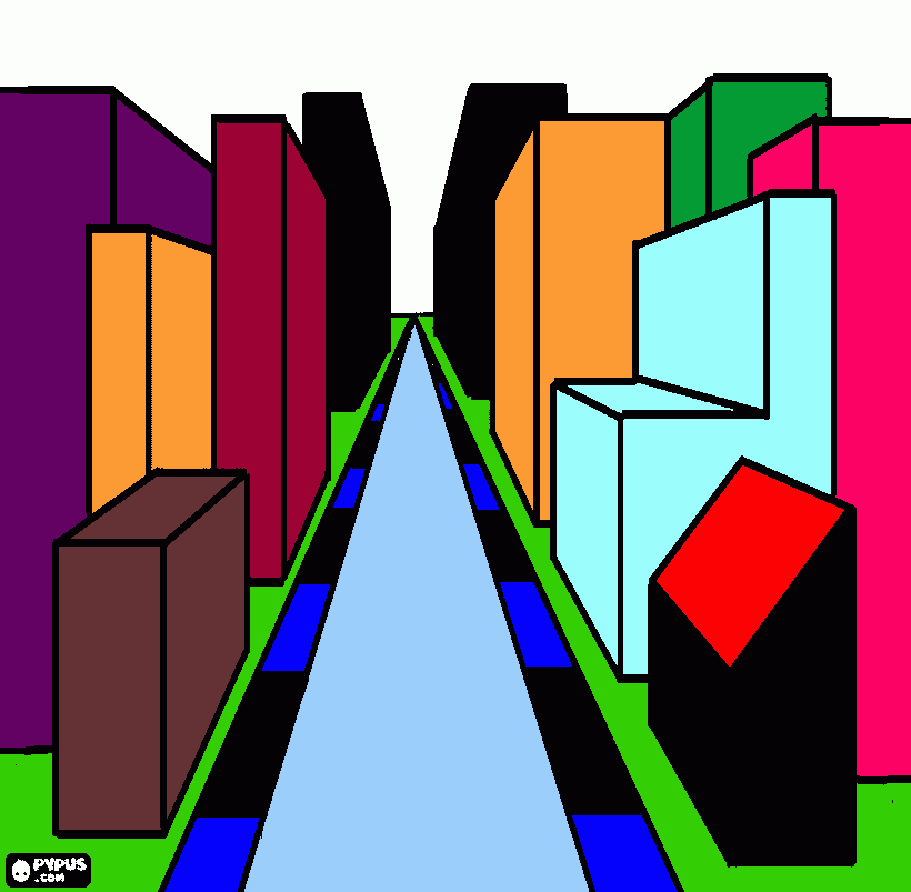 cidade de ganpo  grande para colorir e imprimir