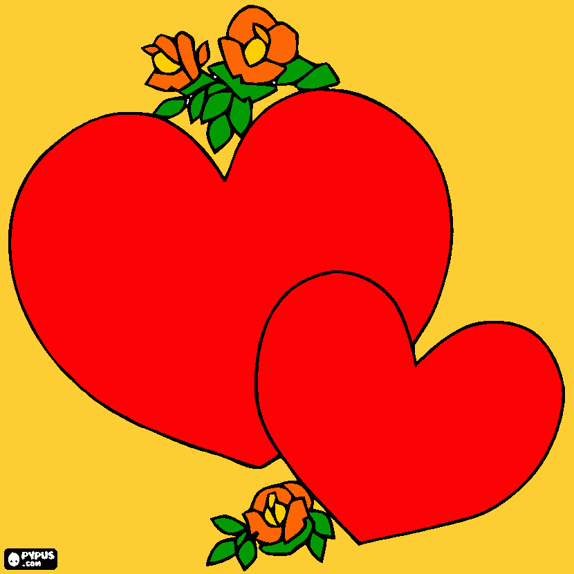 coração com flores  para colorir e imprimir