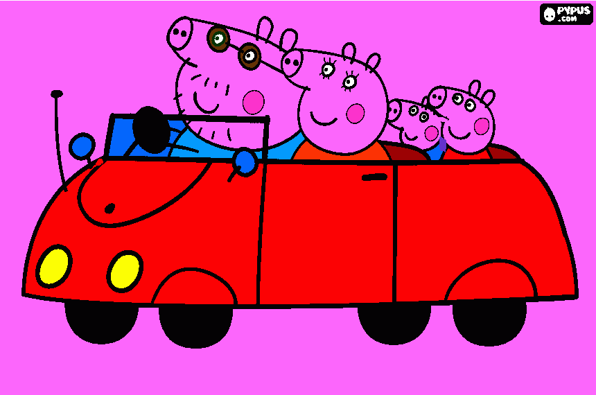 desenho da peppa pig com sua família pig para colorir e imprimir