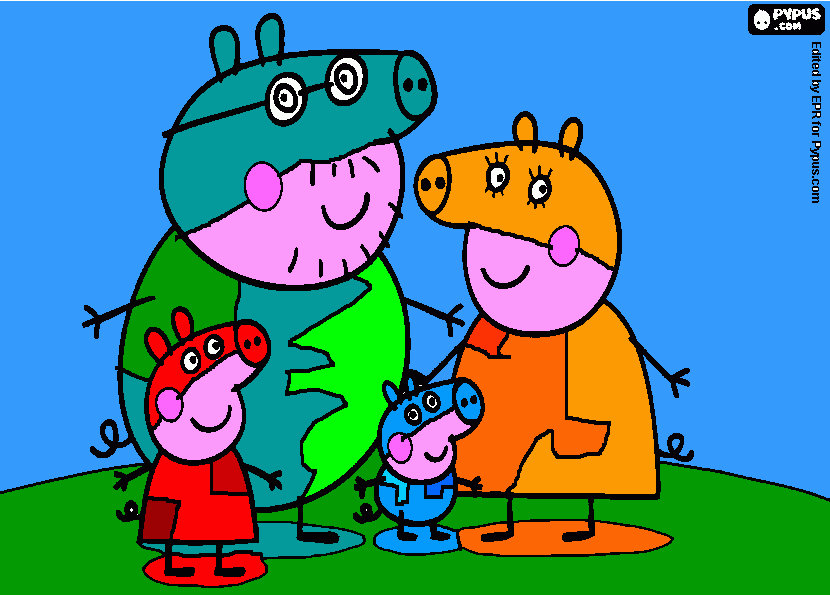 desenho da super família pig para colorir e imprimir