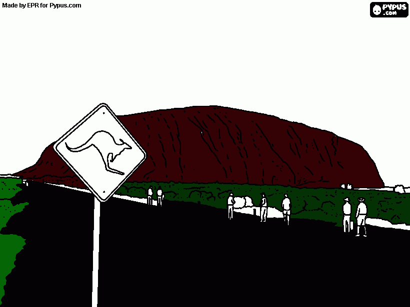 desenho de a montanha uluru ou ayers  para colorir e imprimir