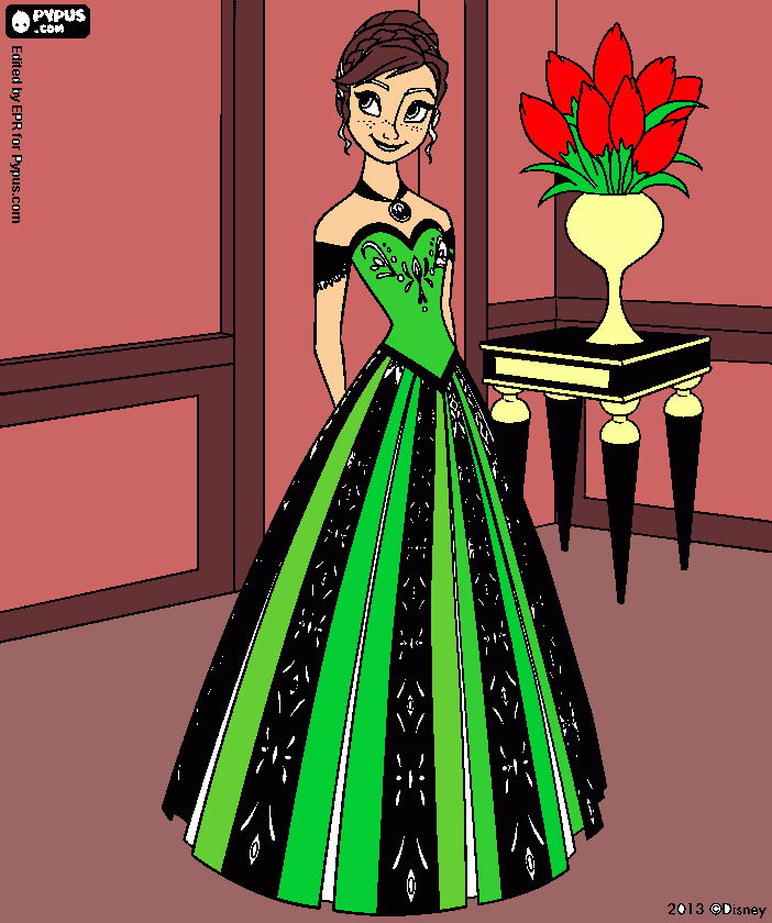 desenho de  ana,a  princesa alegre e para colorir e imprimir