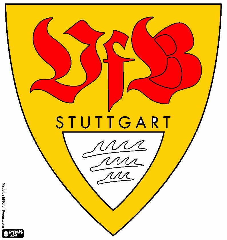 desenho de Escudo do vib stuttgart clube desportivo da cidade de estuganda estado de baden wurttemberg para colorir e imprimir