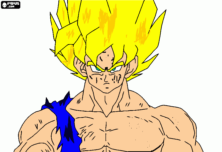 desenho de goku pronto para lutar para colorir e imprimir