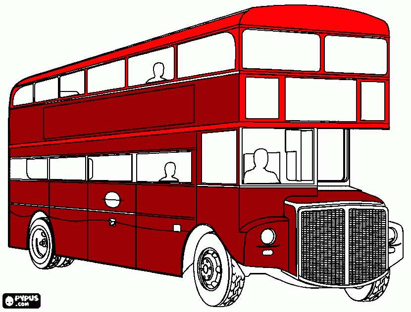 desenho de onibus de andares , onibus panorãmico  para colorir e imprimir