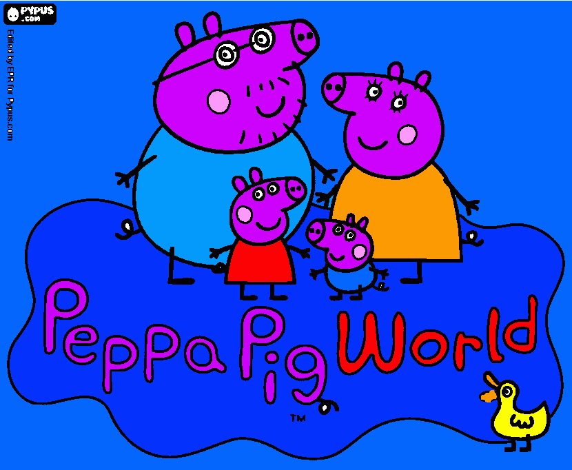 desenho do logo do parqure temático peppa pig word para colorir e imprimir