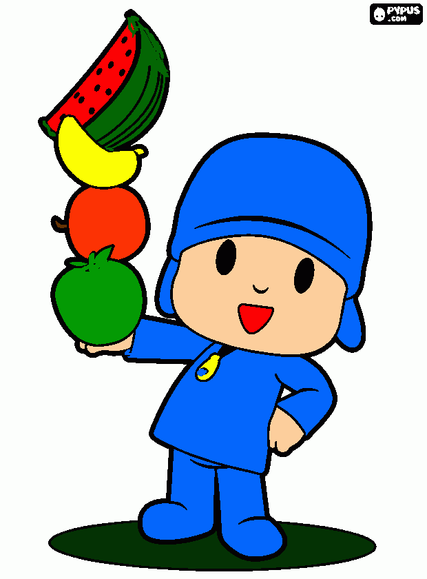 desenho do pocoyo e o fruto delicioso para colorir e imprimir