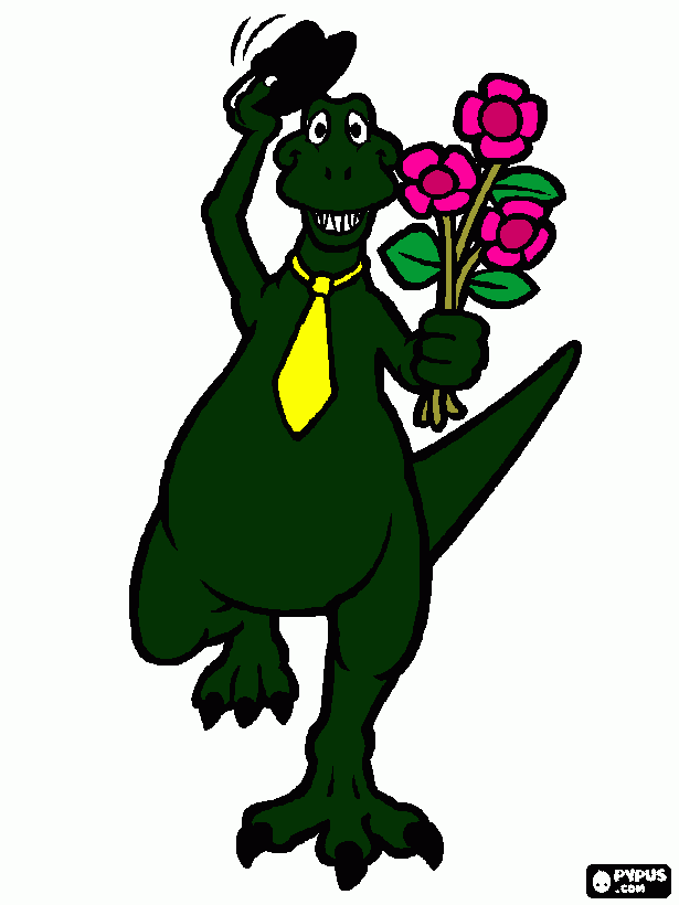 dinossauro c flores para colorir e imprimir