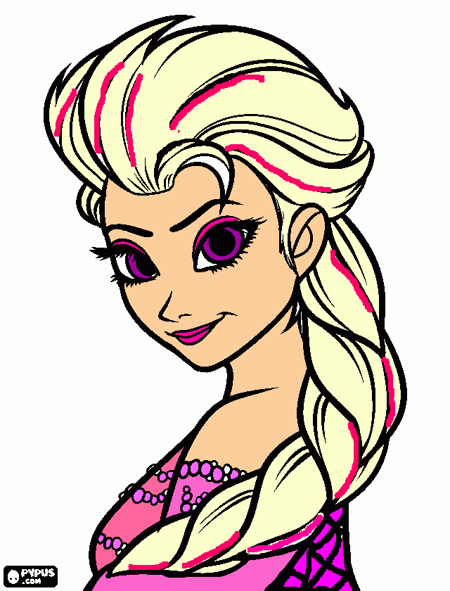 elsa rosa para colorir e imprimir