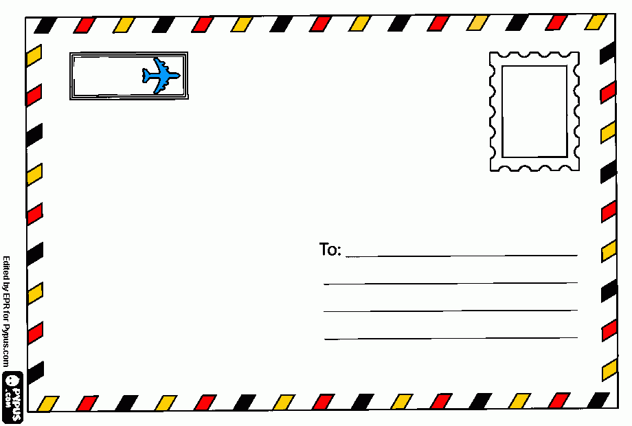 Envelope Alemão para colorir e imprimir