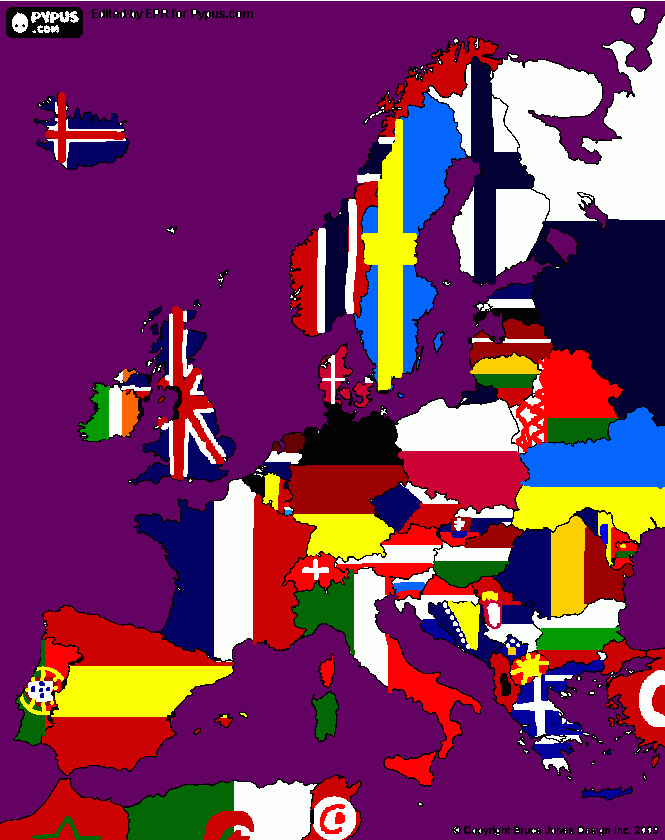 Europa: Países atuais para colorir e imprimir