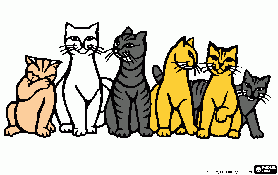 Família Gato para colorir e imprimir