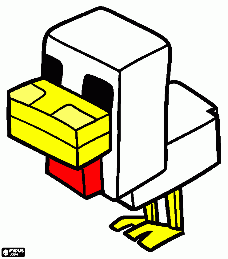 Frango de Minecraft para colorir e imprimir