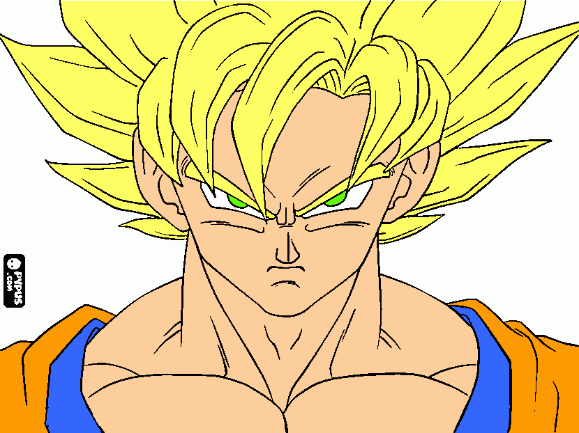 goku em super sayidin para colorir e imprimir