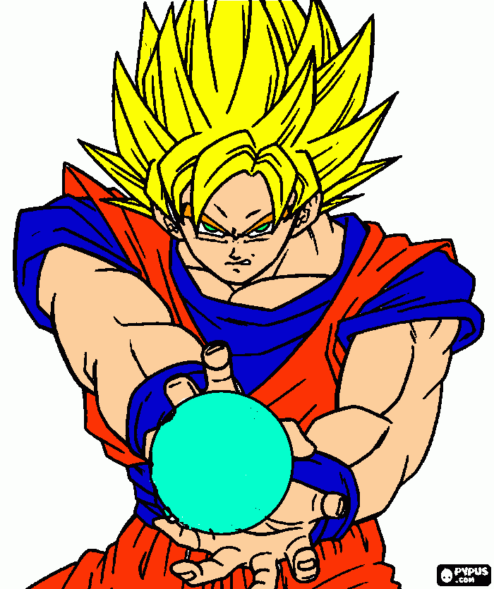 goku lançando kame-ha-me-haaaa!!! para colorir e imprimir