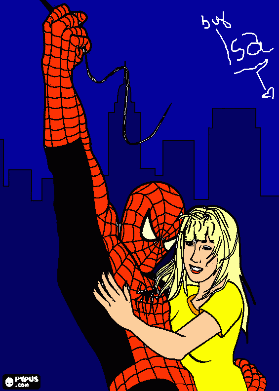 Gwen e Homem Aranha para colorir e imprimir