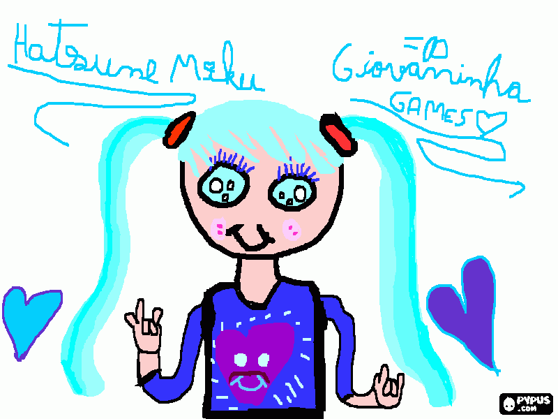 Hatsune Miku n ficou igual mais é a Hatsune Miku  para colorir e imprimir