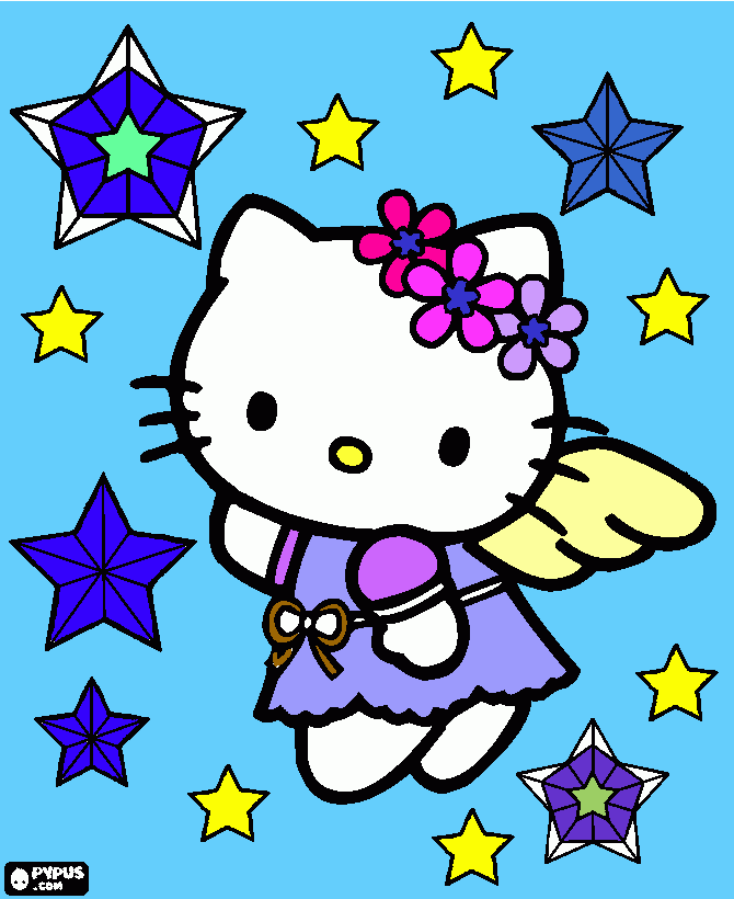 Hello Kitty Angel para colorir e imprimir