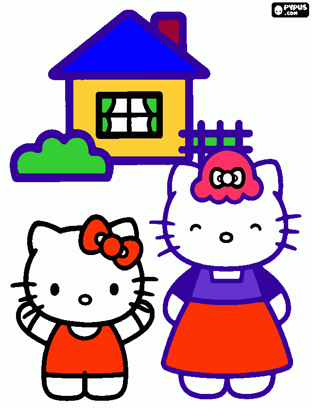 hello kitty kids para colorir e imprimir