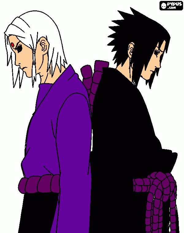 Irmão Ninja Shippuden Katekage(Quiache) e Otokage(Kimimaro) para colorir e imprimir