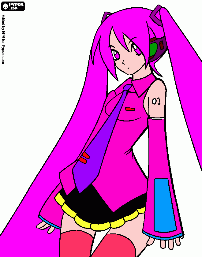 isso é um desenho da hatsune miku um desenho japonês para colorir e imprimir