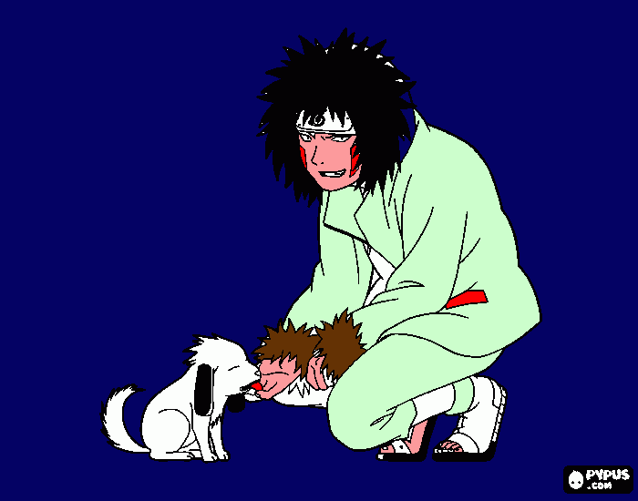 kiba e seu mascote para colorir e imprimir