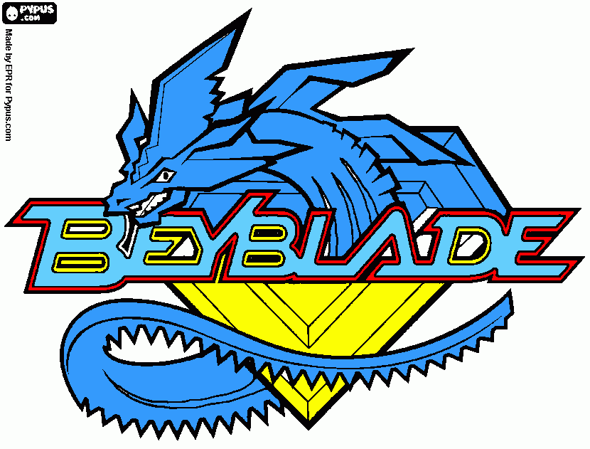 Logo de Beyblade com o dragão para colorir e imprimir