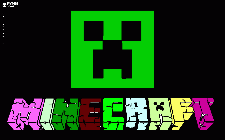 Logotipo de Minecraft e um creeper para colorir e imprimir