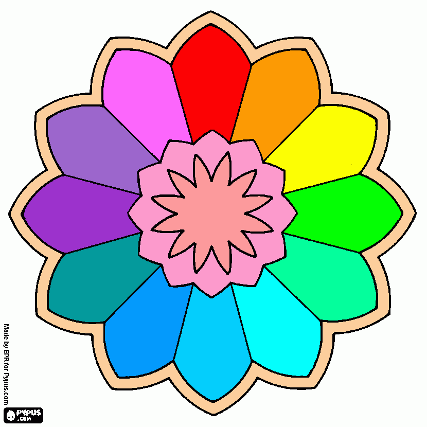 mandala flor colorida para colorir e imprimir