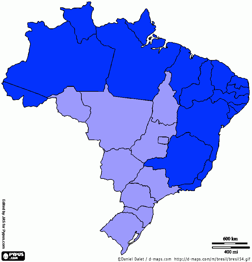 Mapa Brasil Colorido para colorir e imprimir