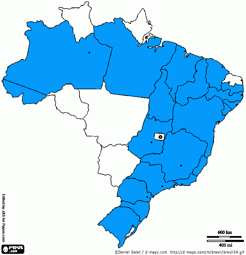 Mapa Brasil corrigido para colorir e imprimir