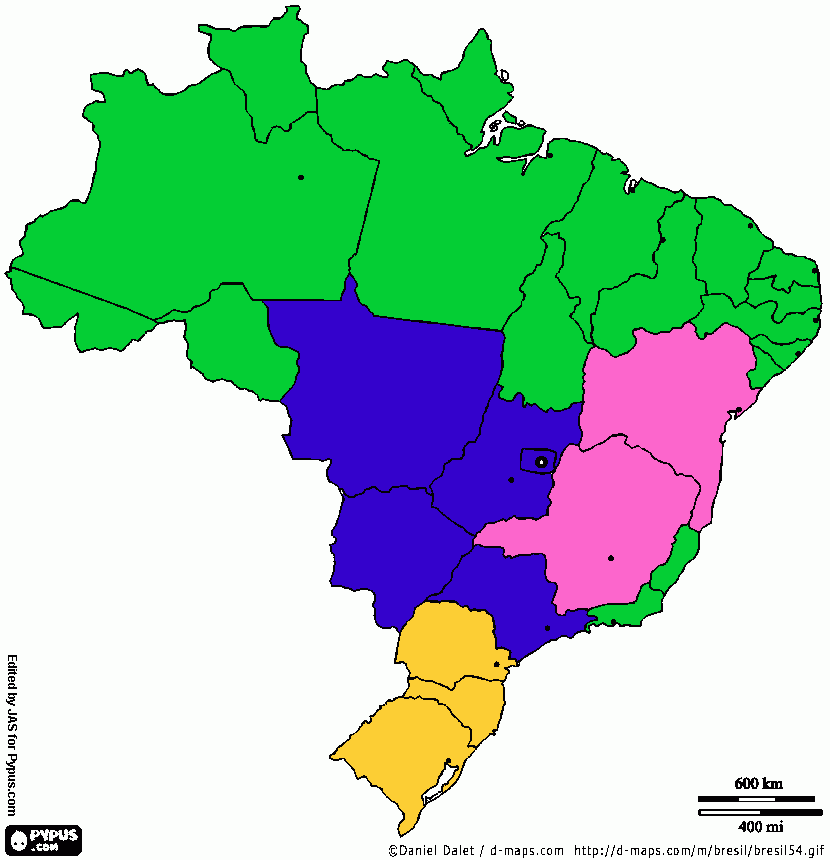 mapa do brasil ATUAL para colorir e imprimir