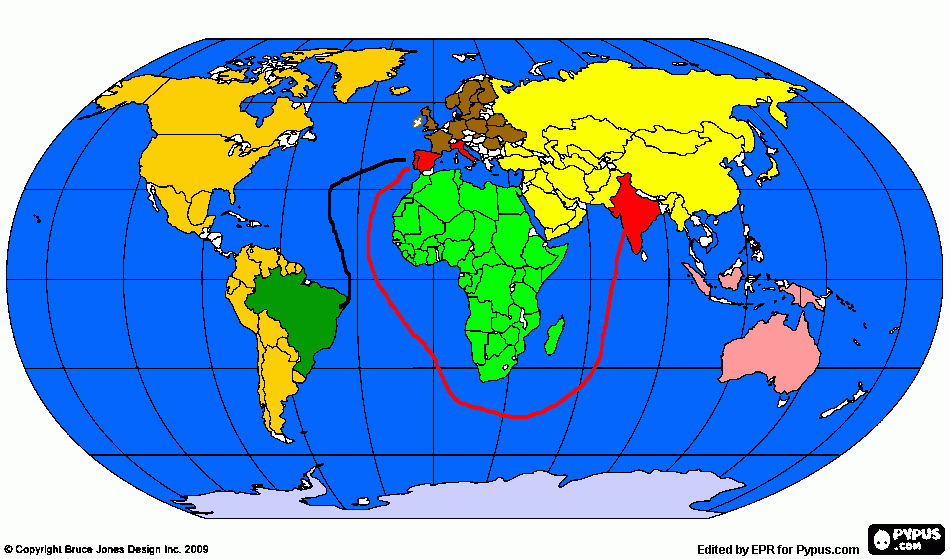 Mapa Mundial Continentes para colorir e imprimir