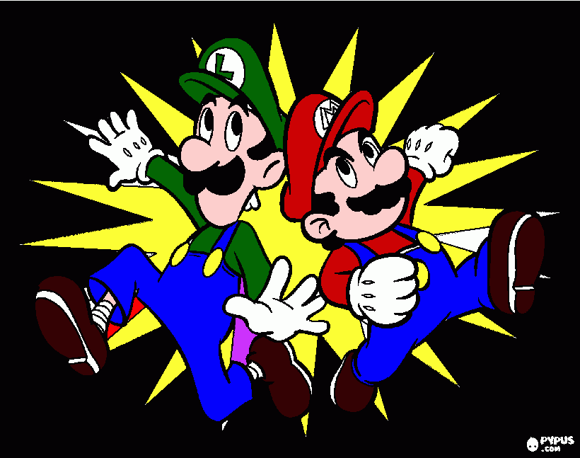 Mario e Luigi Art by Adriano para colorir e imprimir