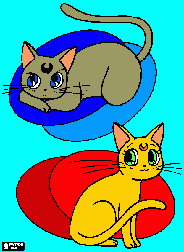 Meus gatos em versão *Anime*. para colorir e imprimir