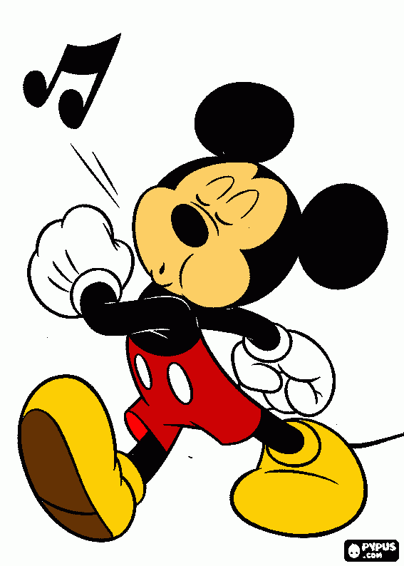 mickey assobiando para colorir e imprimir