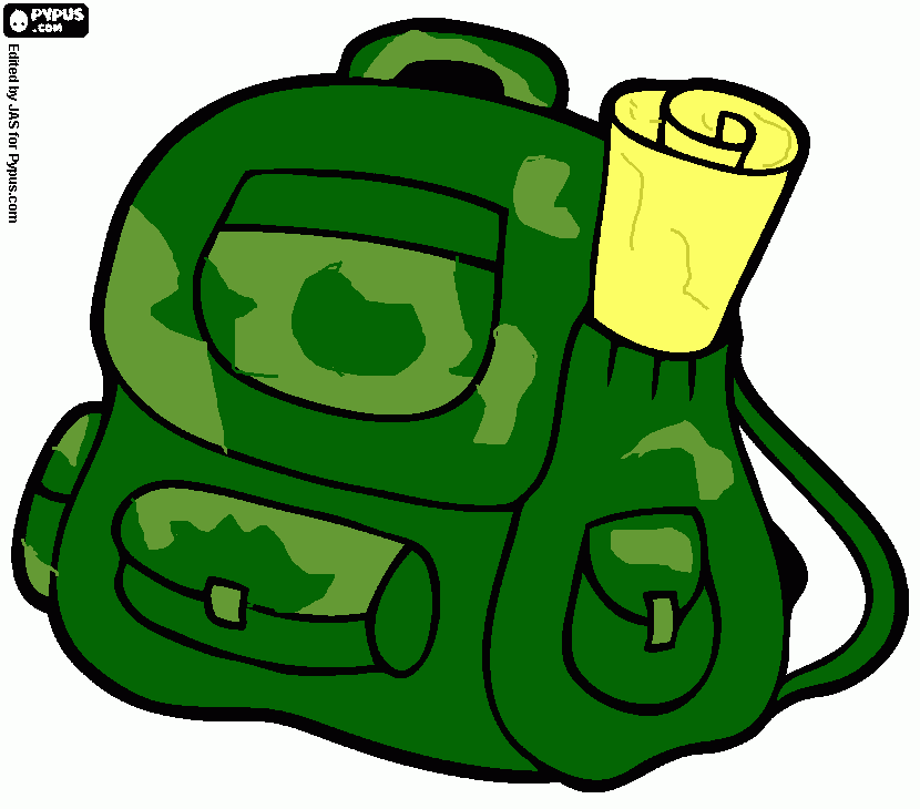 Mochila Camuflada do Escoteiro para colorir e imprimir