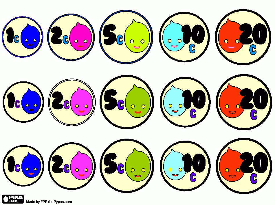 moedas para colorir e imprimir