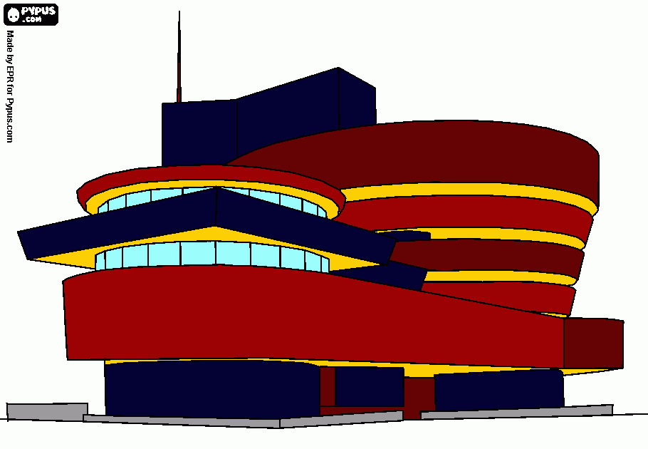 museu guggenheim para colorir e imprimir