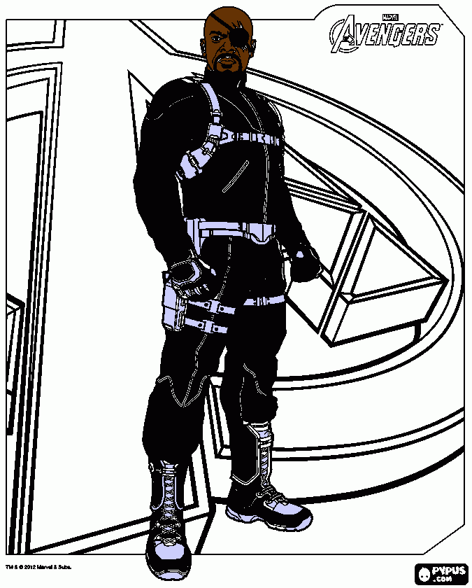 Nick Fury, diretor da S.H.I.E.L.D. para colorir e imprimir